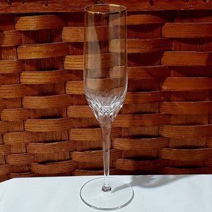 RGS17 by Rogaska Champagne Flute cut crystal 9" gold rim glass Prosecco Mimosas